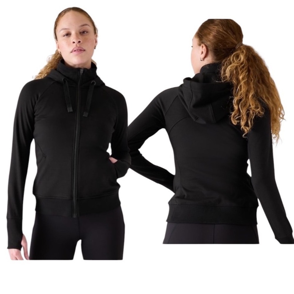 Athleta Triumph Hoodie Black Full Zip Sweatshirt 486251 Medium